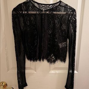 Black lace crop top